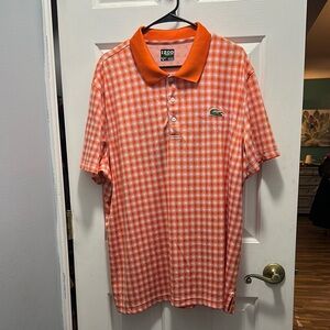 Izod Orange Polo Shirt with Classic Checkered Pattern